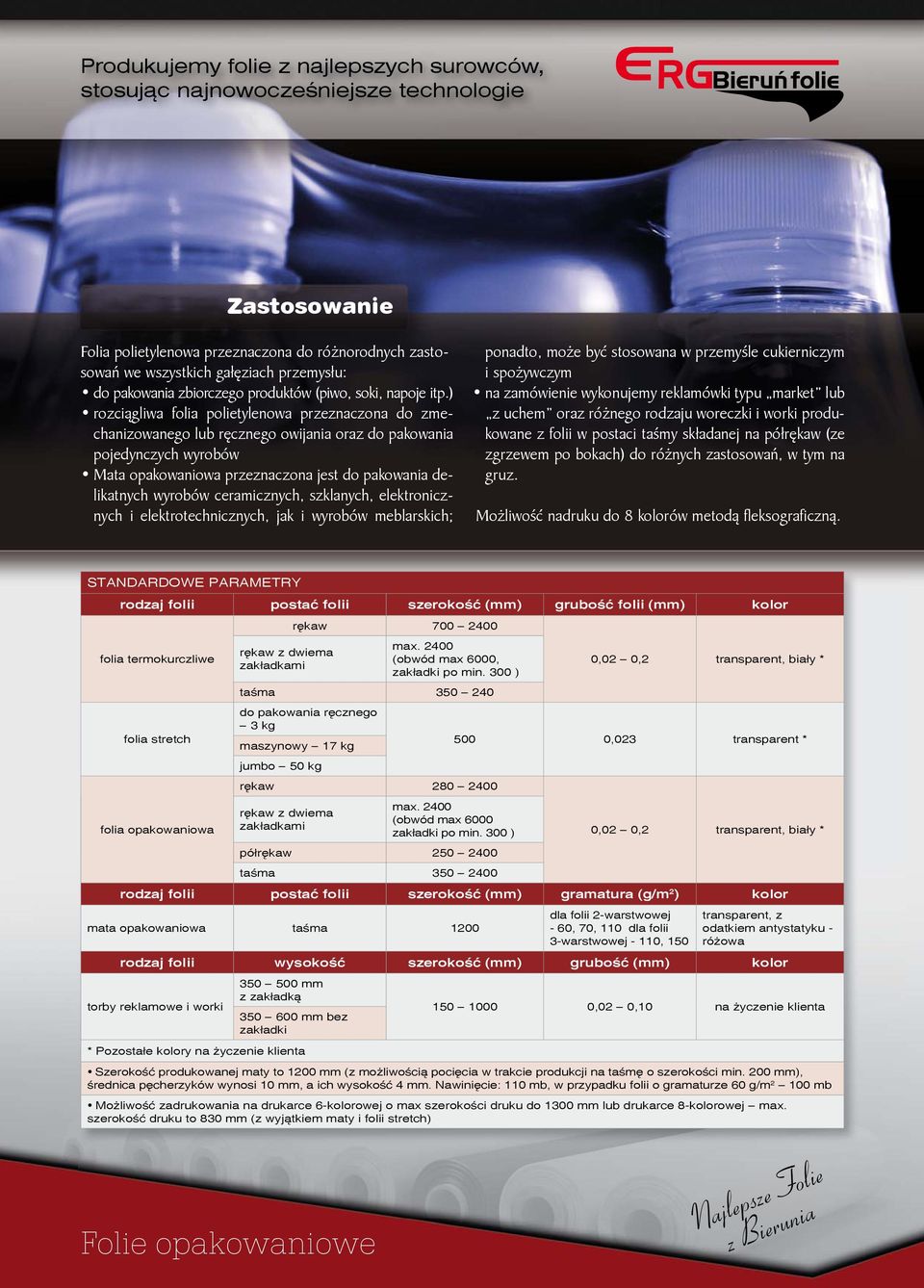 ceramicznych, szklanych, elektronicznych i elektrotechnicznych, jak i wyrobów meblarskich; ponadto, może być stosowana w przemyśle cukierniczym i spożywczym na zamówienie wykonujemy reklamówki typu
