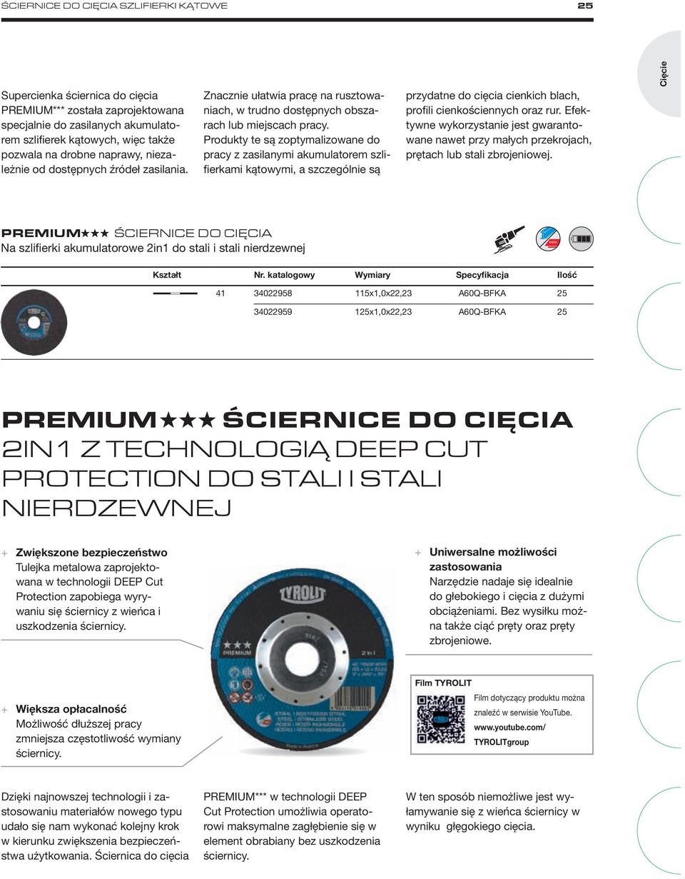 Produkty te są zoptymalizowane do pracy z zasilanymi akumulatorem szlifierkami kątowymi, a szczególnie są przydatne do cięcia cienkich blach, profili cienkościennych oraz rur.