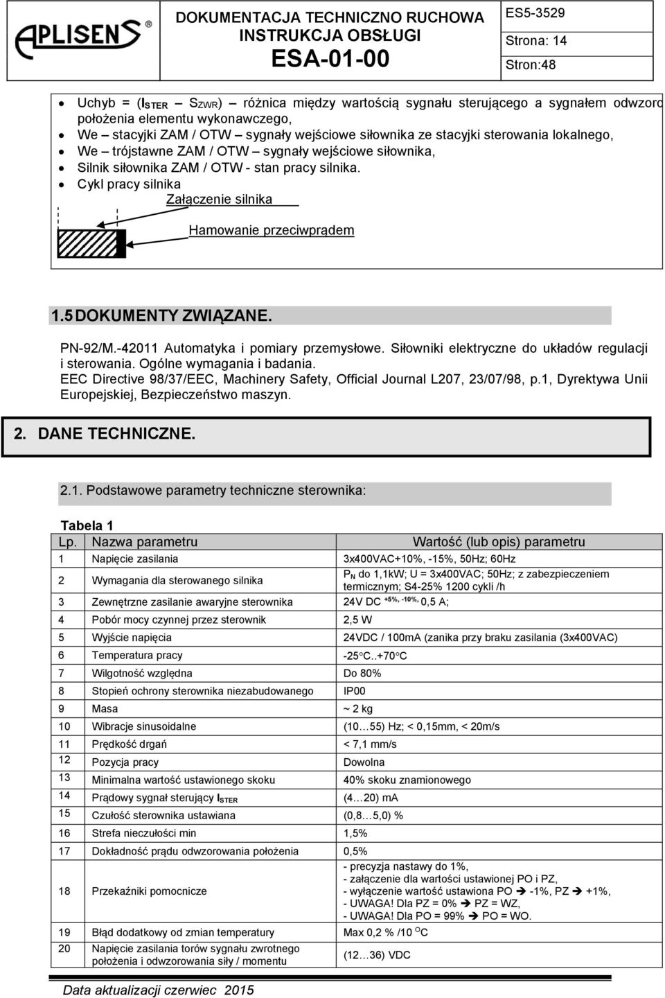 5 DOKUMENTY ZWIĄZANE. PN-92/M.-42011 Automatyka i pomiary przemysłowe. Siłowniki elektryczne do układów regulacji i sterowania. Ogólne wymagania i badania.