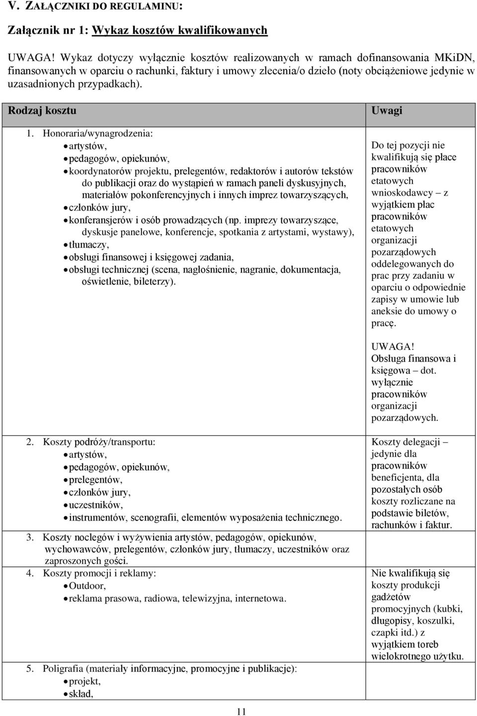 przypadkach). Rodzaj kosztu 1.