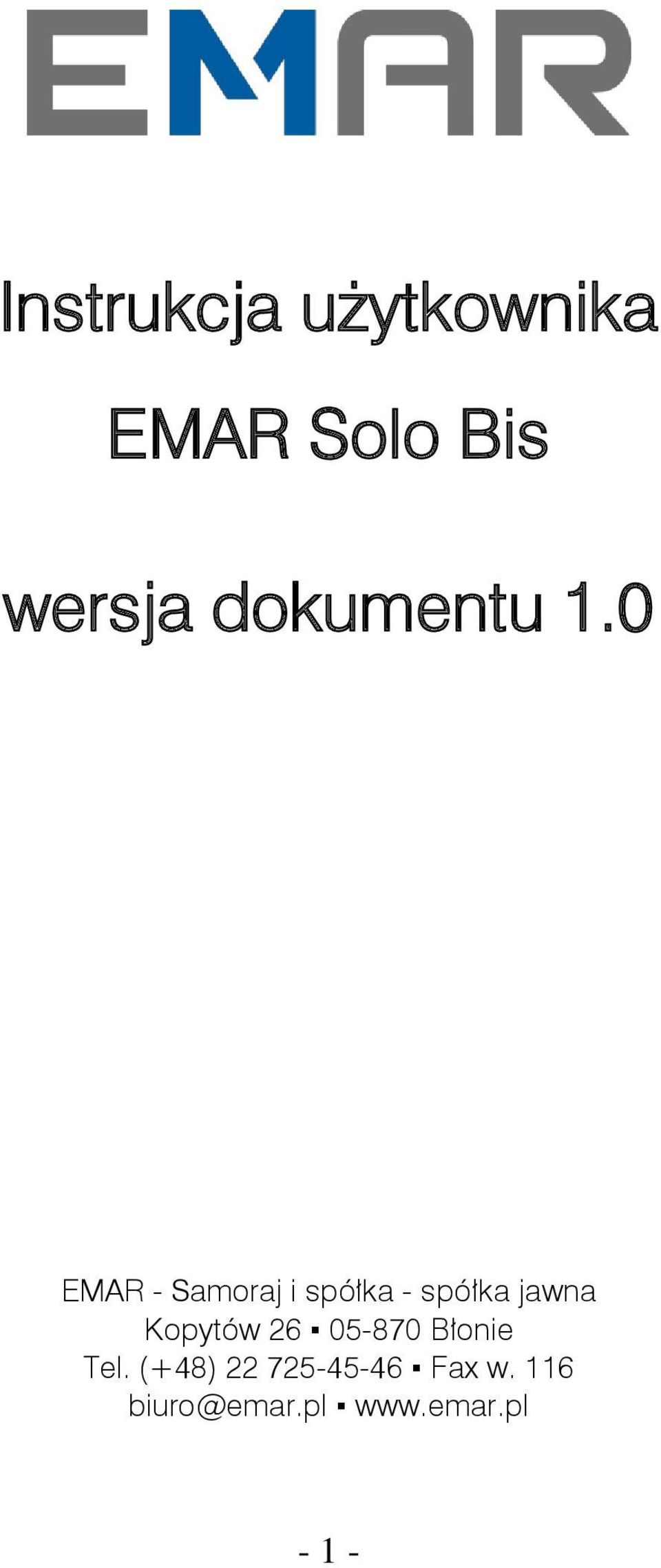 0 EMAR - Samoraj i spółka - spółka jawna