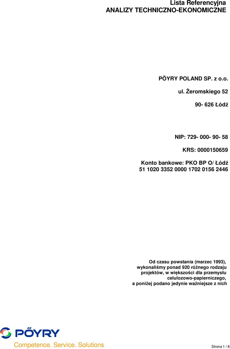 3352 0000 1702 0156 2446 Od czasu powstania (marzec 1993), wykonali my ponad 920 ró nego rodzaju