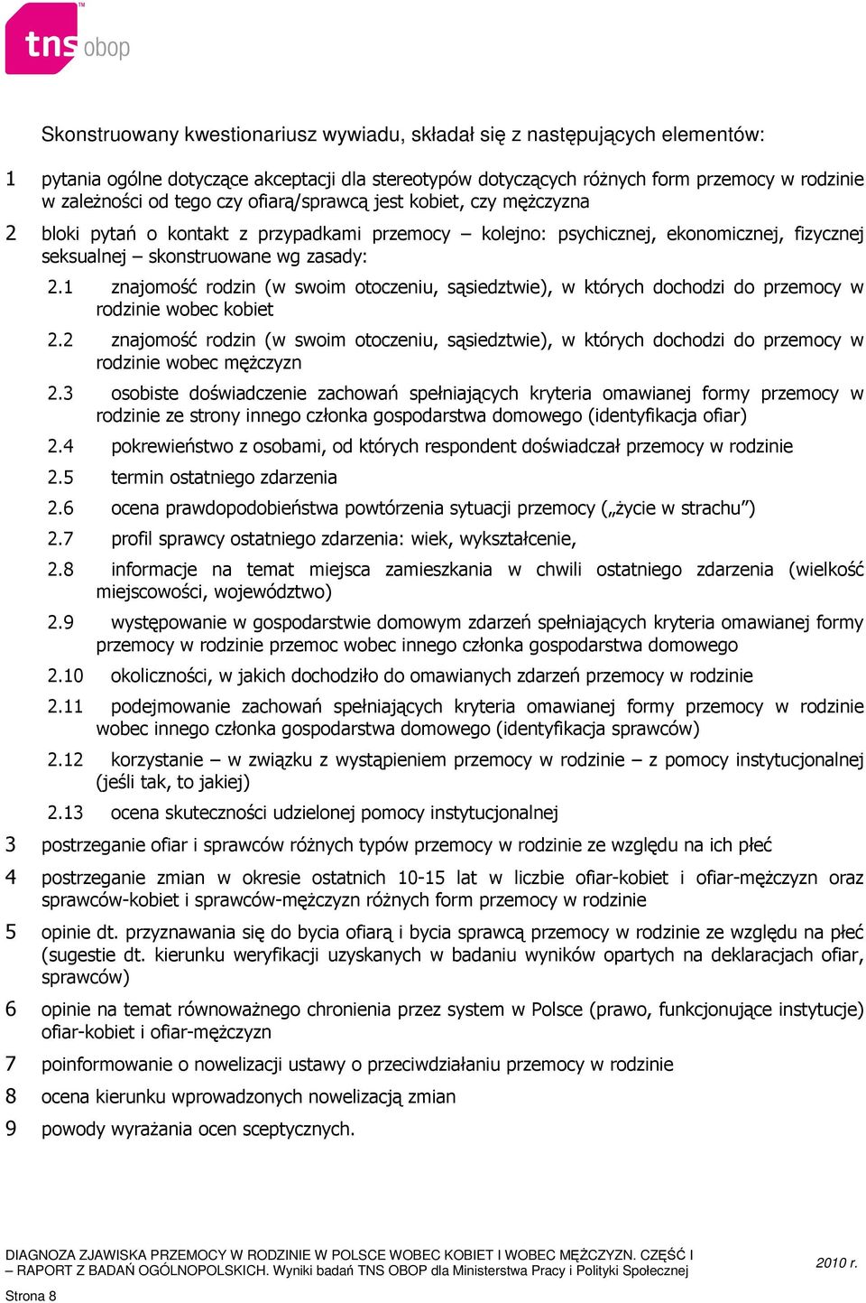 1 znajomość rodzin (w swoim otoczeniu, sąsiedztwie), w których dochodzi do przemocy w rodzinie wobec kobiet 2.