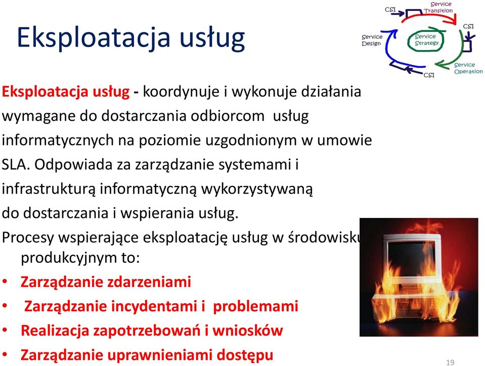 Odpowiada za zarządzanie systemami i infrastrukturą informatyczną wykorzystywaną do dostarczania i wspierania usług.