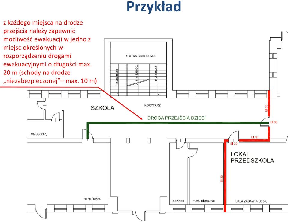 rozporządzeniu drogami ewakuacyjnymi o długości max.