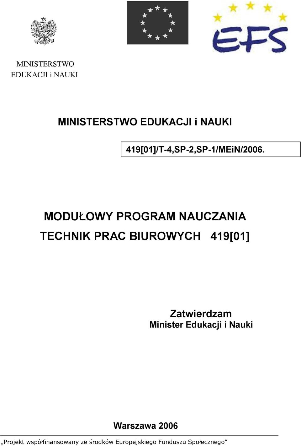 MODUŁOWY PROGRAM NAUCZANIA TECHNIK PRAC BIUROWYCH