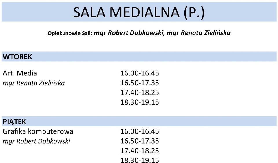 mgr Renata Zielińska Art. Media 16.00-16.