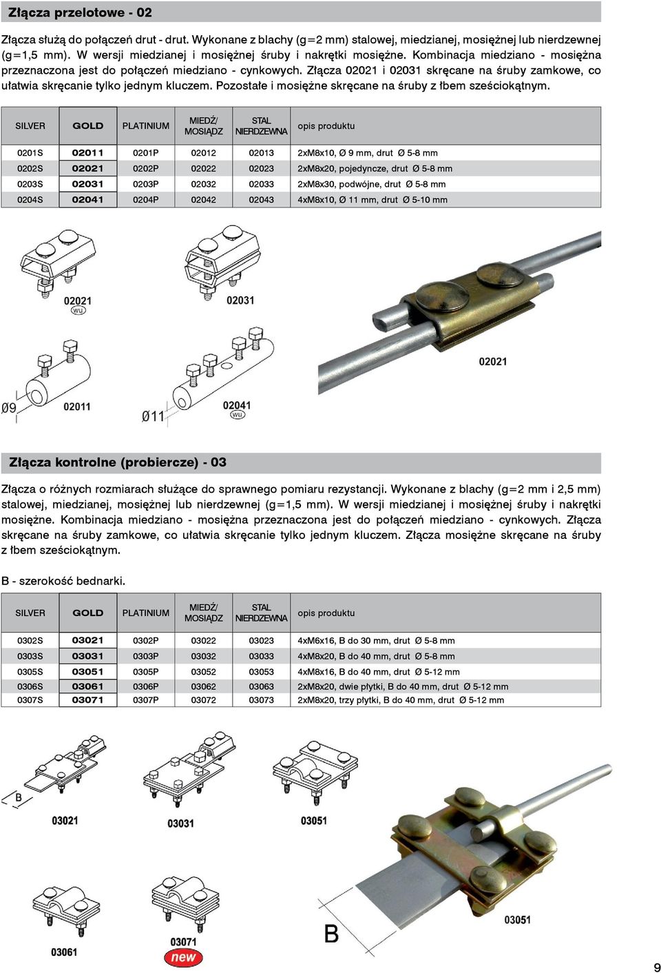 Złącza 02021 i 02031 skręcane na śruby zamkowe, co ułatwia skręcanie tylko jednym kluczem. Pozostałe i mosiężne skręcane na śruby z łbem sześciokątnym.