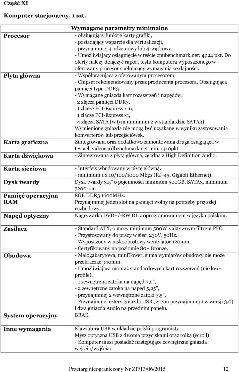 przynajmniej 4-rdzeniowy lub 4-wątkowy, - Umożliwiający osiągnięcie w teście : 4924 pkt.