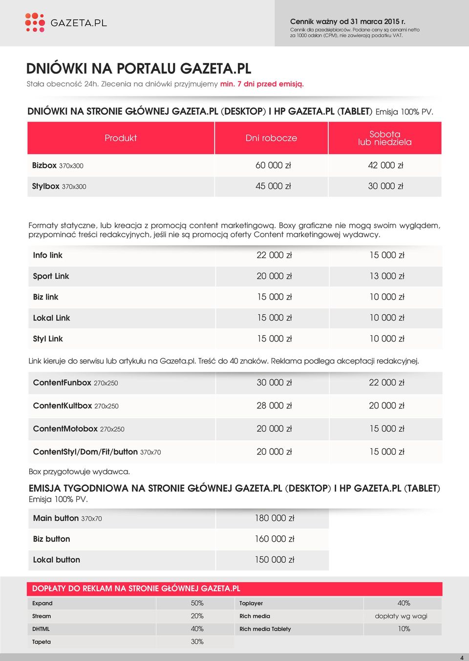 Boxy graficzne nie mogą swoim wyglądem, przypominać treści redakcyjnych, jeśli nie są promocją oferty Content marketingowej wydawcy.