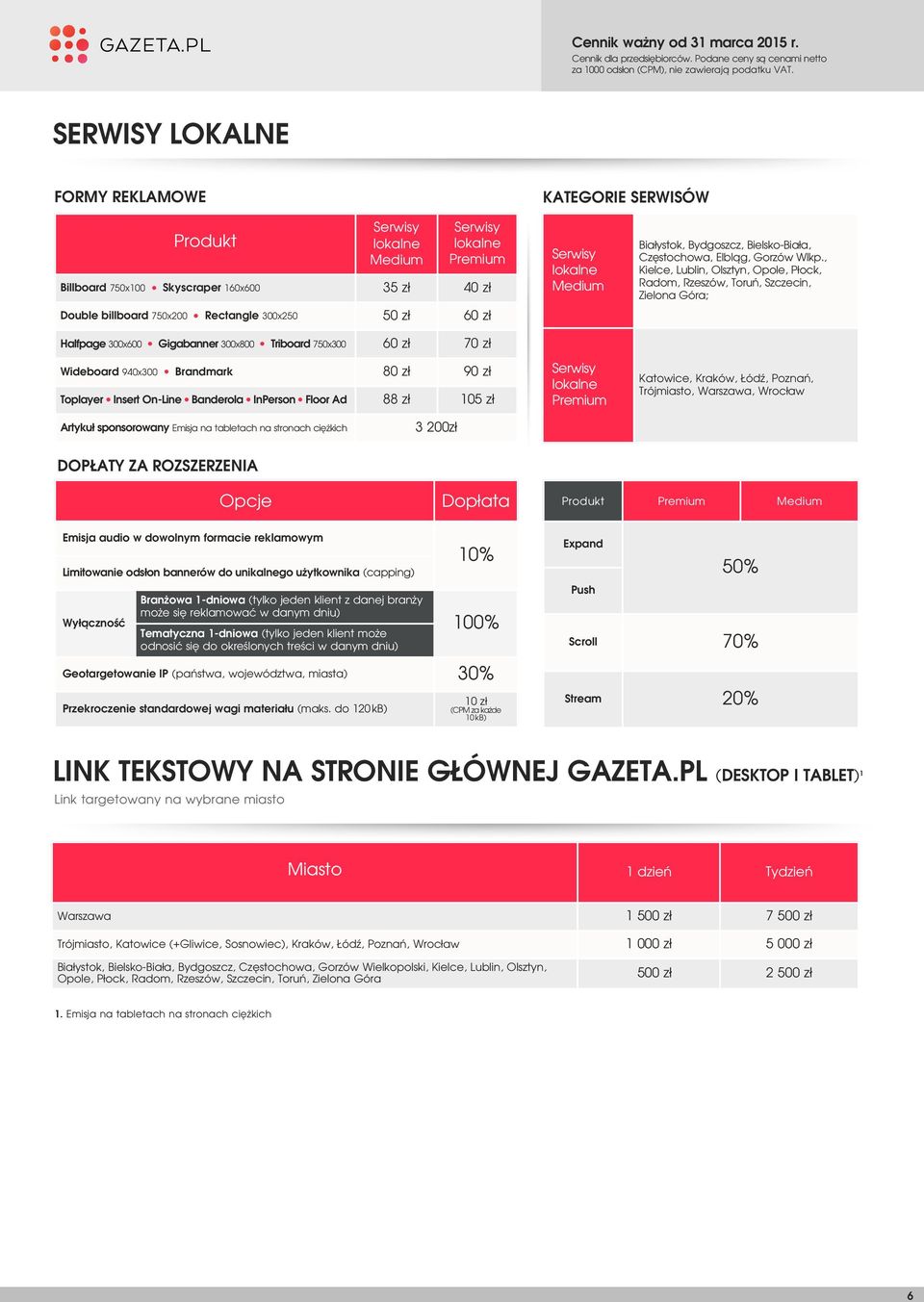 Premium Białystok, Bydgoszcz, Bielsko-Biała, Częstochowa, Elbląg, Gorzów Wlkp.