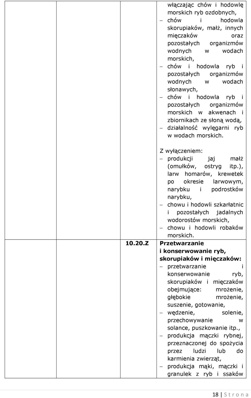 produkcji jaj małż (omułków, ostryg itp.