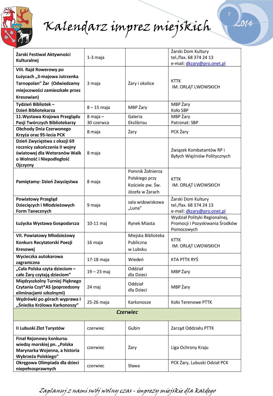 Wolność i Niepodległość Ojczyzny Pamiętamy: Dzień Zwycięstwa Powiatowy Przegląd Dziecięcych i Młodzieżowych Form Tanecznych 1 3 a 3 a i okolice 8 15 a 8 a 30 czerwca Galeria Ekslibrisu Koło SBP