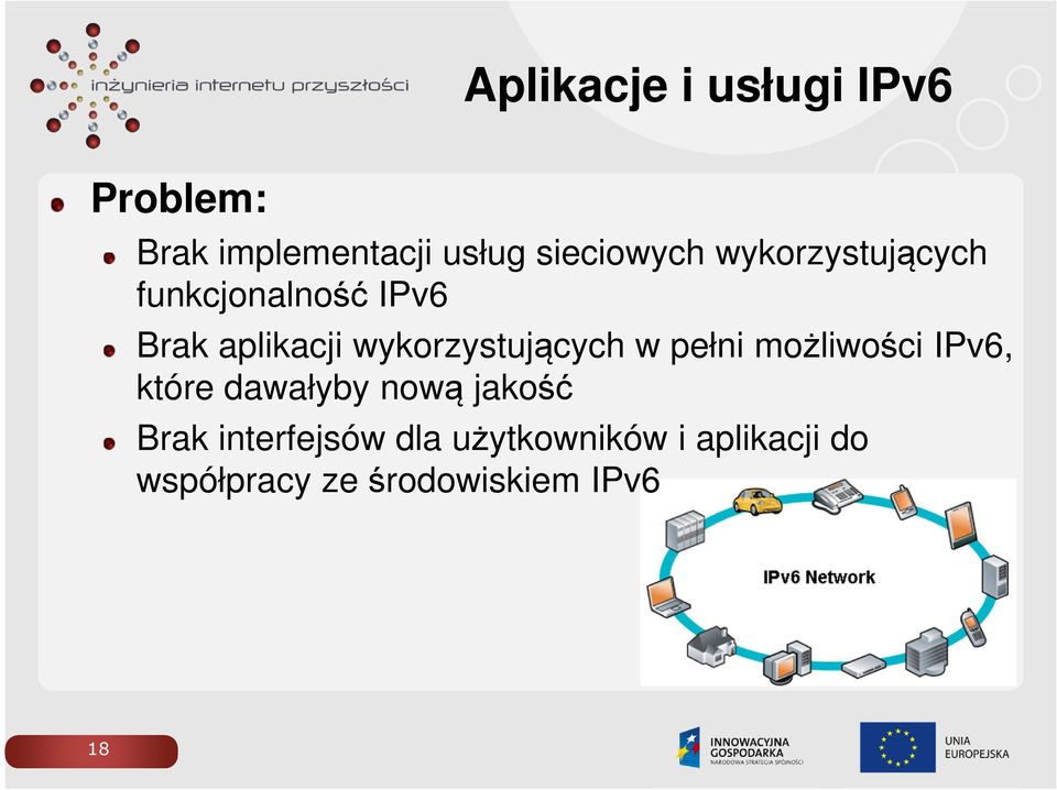 w pełni możliwości IPv6, które dawałyby nową jakość Brak interfejsów