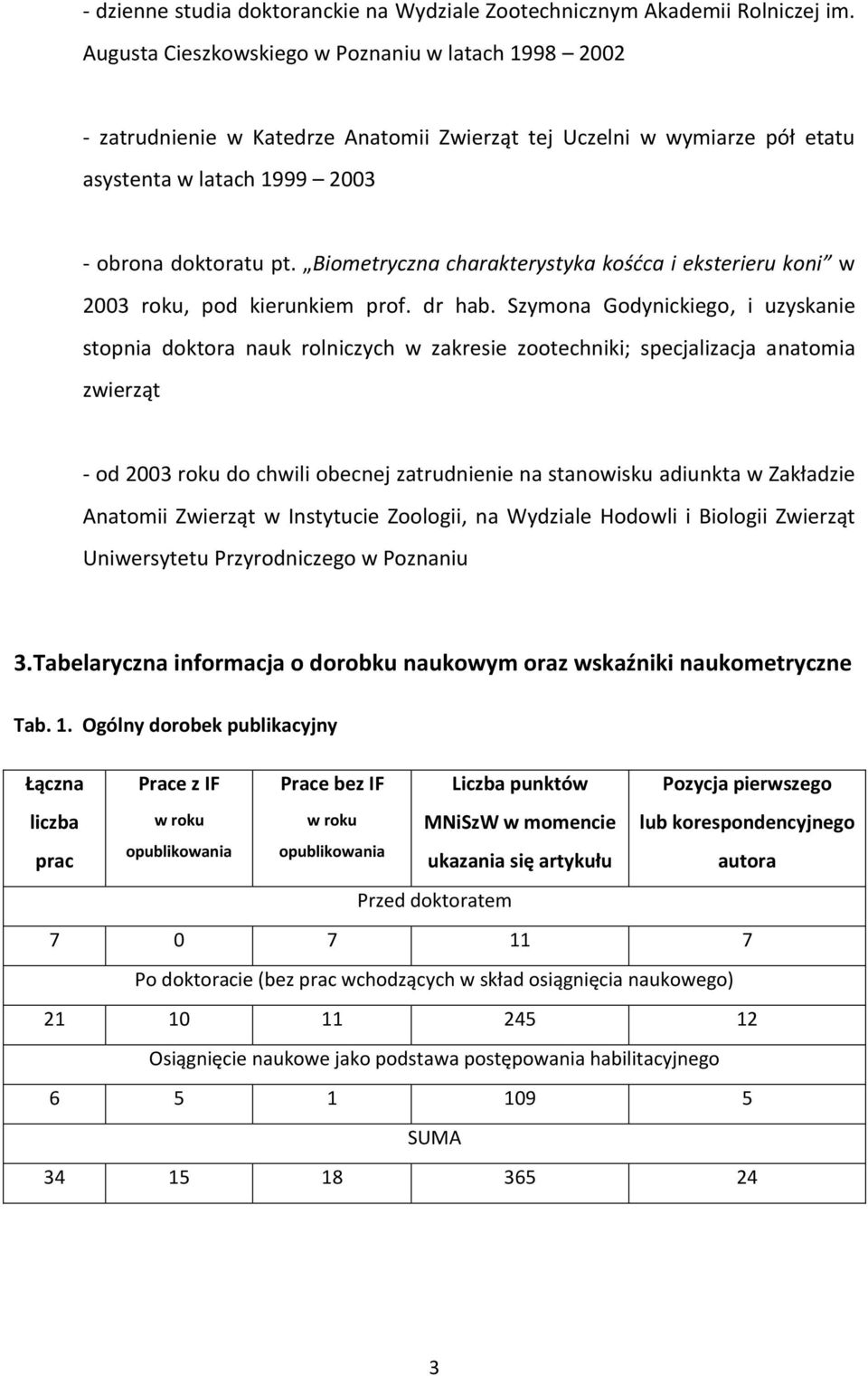 Biometryczna charakterystyka kośćca i eksterieru koni w 2003 roku, pod kierunkiem prof. dr hab.