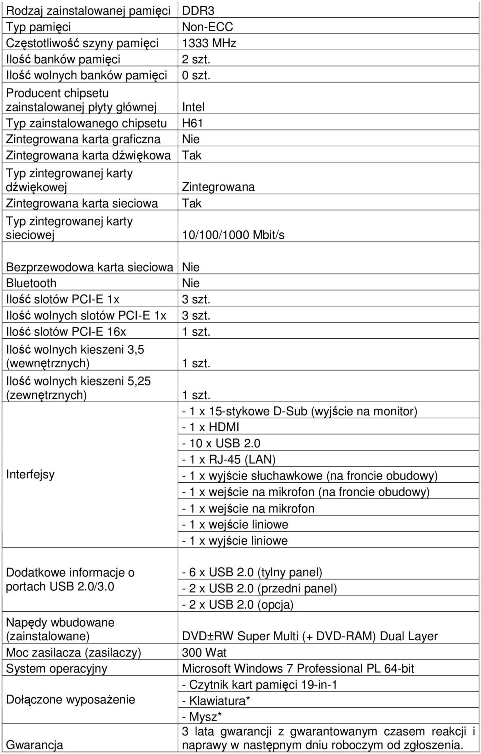 sieciowa Typ zintegrowanej karty sieciowej Bezprzewodowa karta sieciowa Bluetooth Ilość slotów PCI-E 1x 3 szt. Ilość wolnych slotów PCI-E 1x 3 szt. Ilość slotów PCI-E 16x 1 szt.