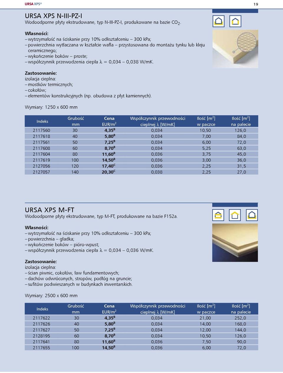 przewodzenia ciepła λ = 0,034 0,038 W/mK. izolacja cieplna: mostków termicznych; cokołów; elementów konstrukcyjnych (np. obudowa z płyt kamiennych).