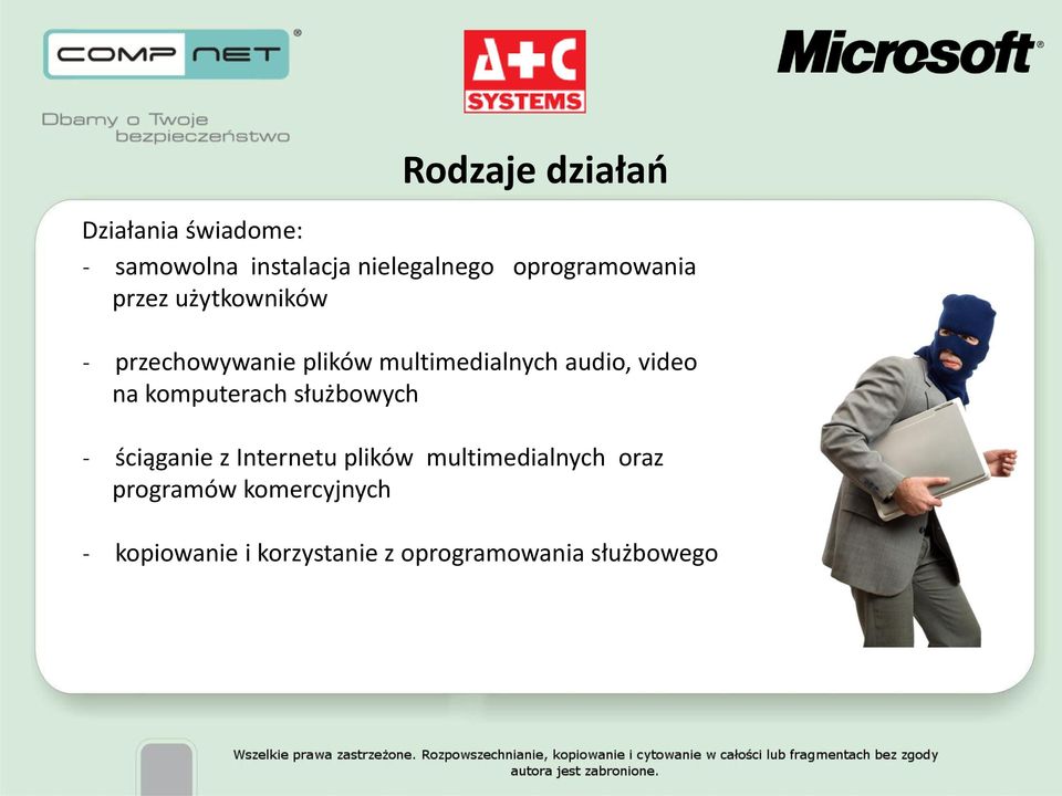 audio, video na komputerach służbowych ściąganie z Internetu plików