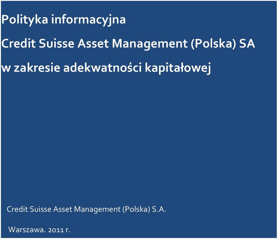 adekwatności kapitałowej Credit Suisse