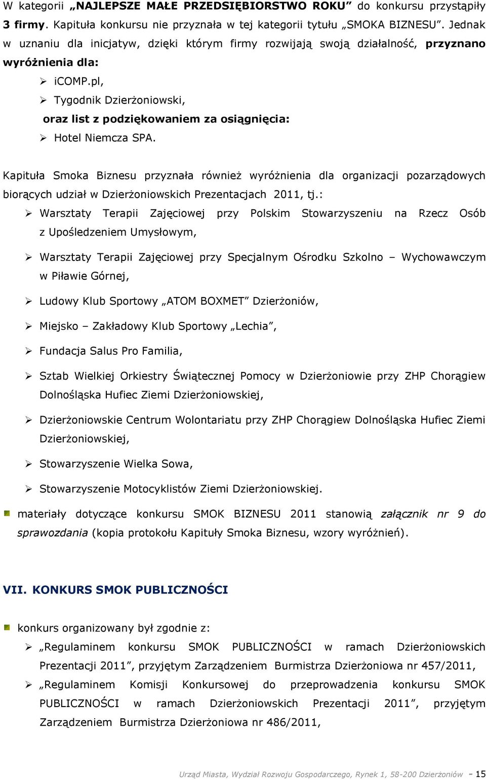 pl, Tygodnik Dzierżoniowski, oraz list z podziękowaniem za osiągnięcia: Hotel Niemcza SPA.