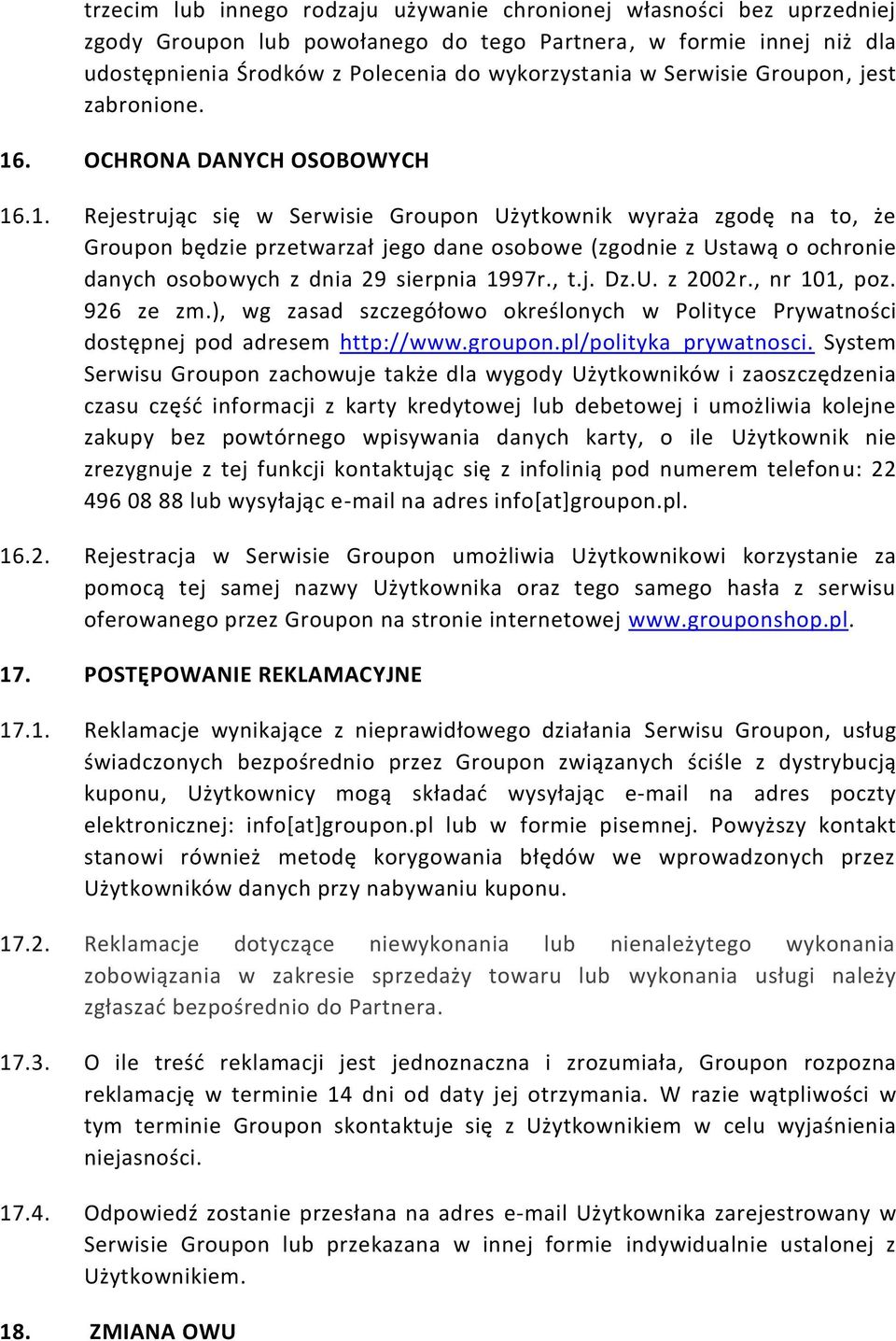 . OCHRONA DANYCH OSOBOWYCH 16