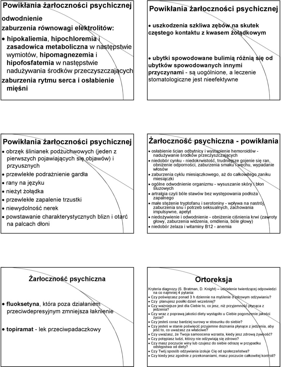 żołądkowym ubytki spowodowane bulimią różnią się od ubytków spowodowanych innymi przyczynami - są uogólnione, a leczenie stomatologiczne jest nieefektywne Powikłania żarłoczności psychicznej obrzęk