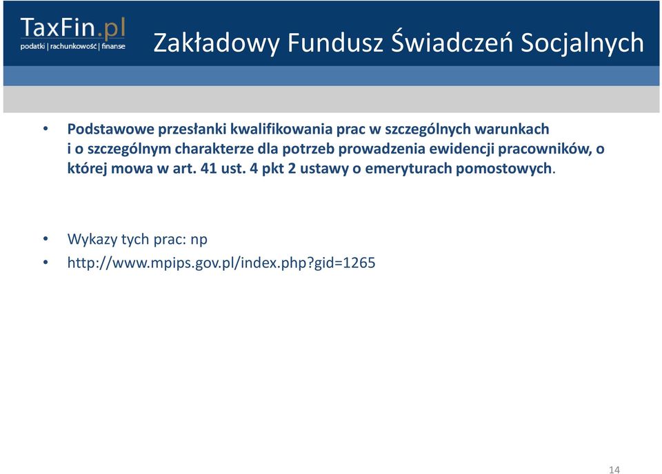pracowników, o której mowa w art. 41 ust.
