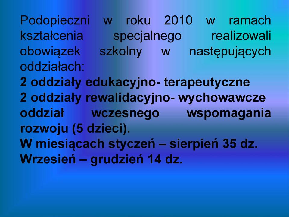 terapeutyczne 2 oddziały rewalidacyjno- wychowawcze oddział wczesnego