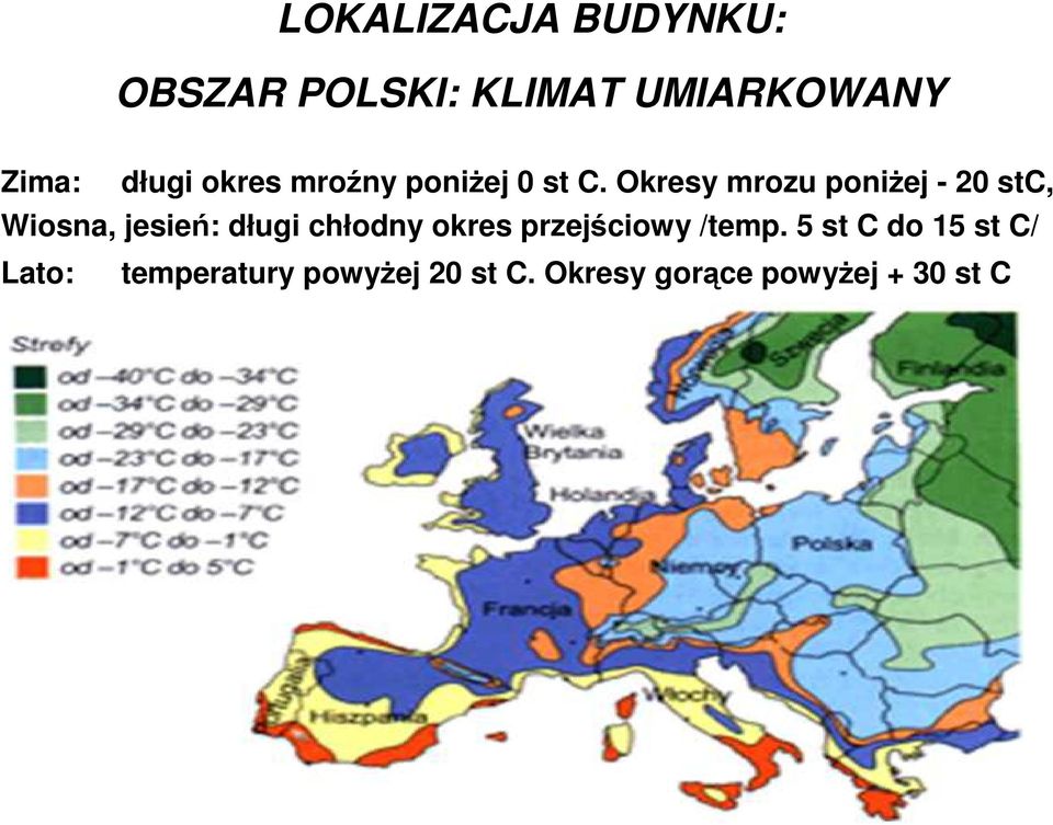 Okresy mrozu poniżej - 20 stc, Wiosna, jesień: długi chłodny okres