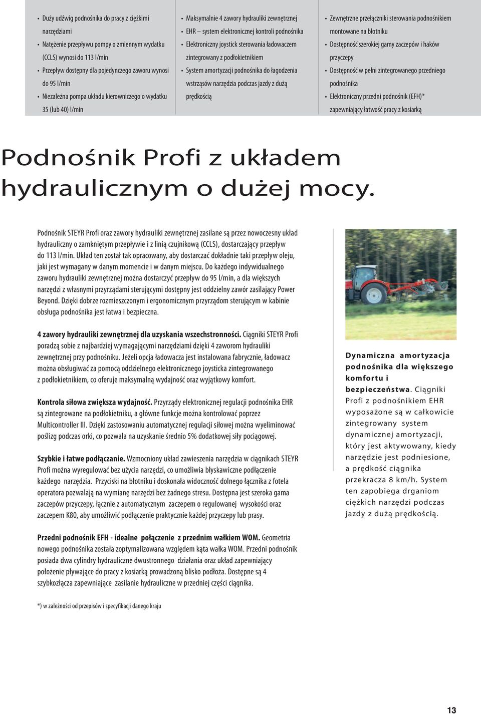 zintegrowany z podłokietnikiem System amortyzacji podnośnika do łagodzenia wstrząsów narzędzia podczas jazdy z dużą prędkością Zewnętrzne przełączniki sterowania podnośnikiem montowane na błotniku