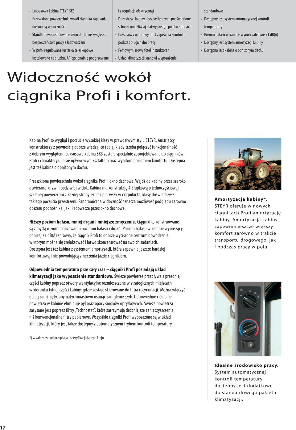 Luksusowy obrotowy fotel zapewnia komfort podczas długich dni pracy Pełnowymiarowy fotel instruktora* Układ klimatyzacji stanowi wyposażenie standardowe Dostępny jest system automatycznej kontroli