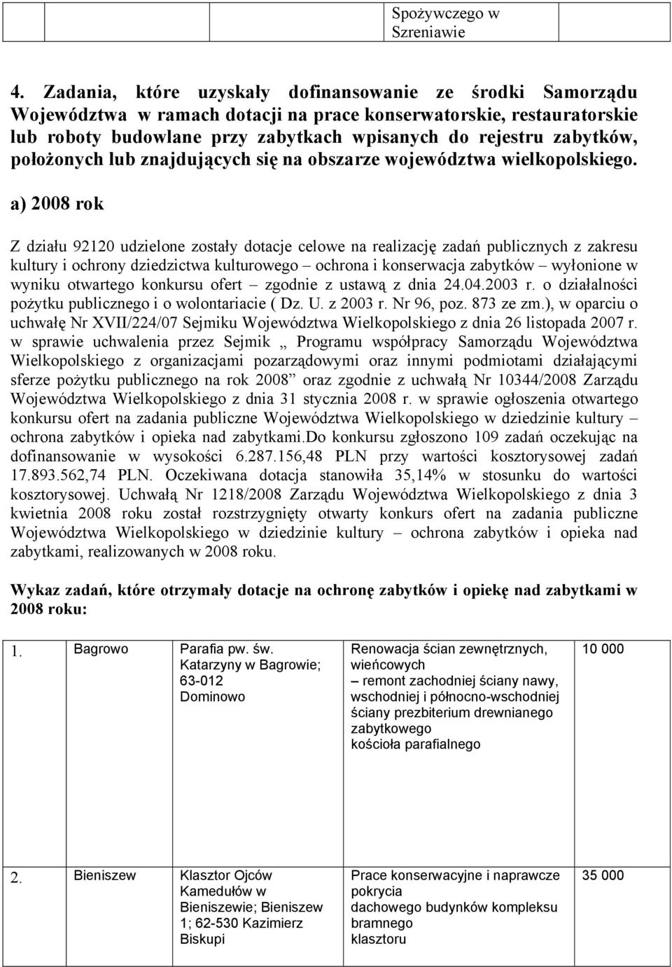 położonych lub znajdujących się na obszarze województwa wielkopolskiego.