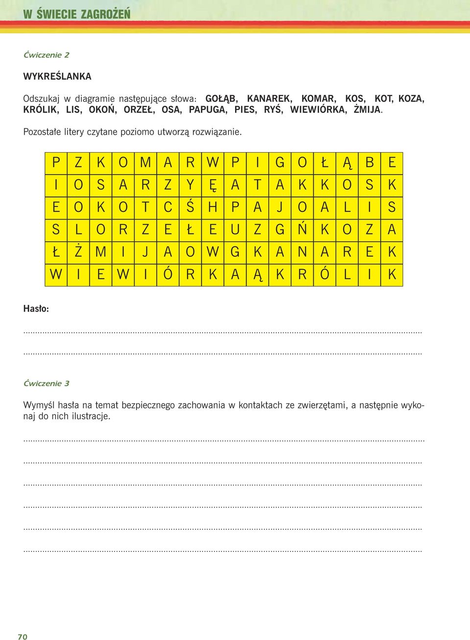 Has³o: Ćwiczenie 3 ymyœl has³a na temat bezpiecznego zachowania w kontaktach ze