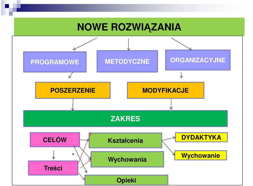 MODYFIKACJE ZAKRES CELÓW Kształcenia