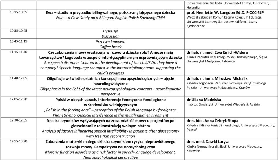 Logopeda w zespole interdyscyplinarnym usprawniającym dziecko Are speech disorders isolated in the development of the child? Do they have a company?