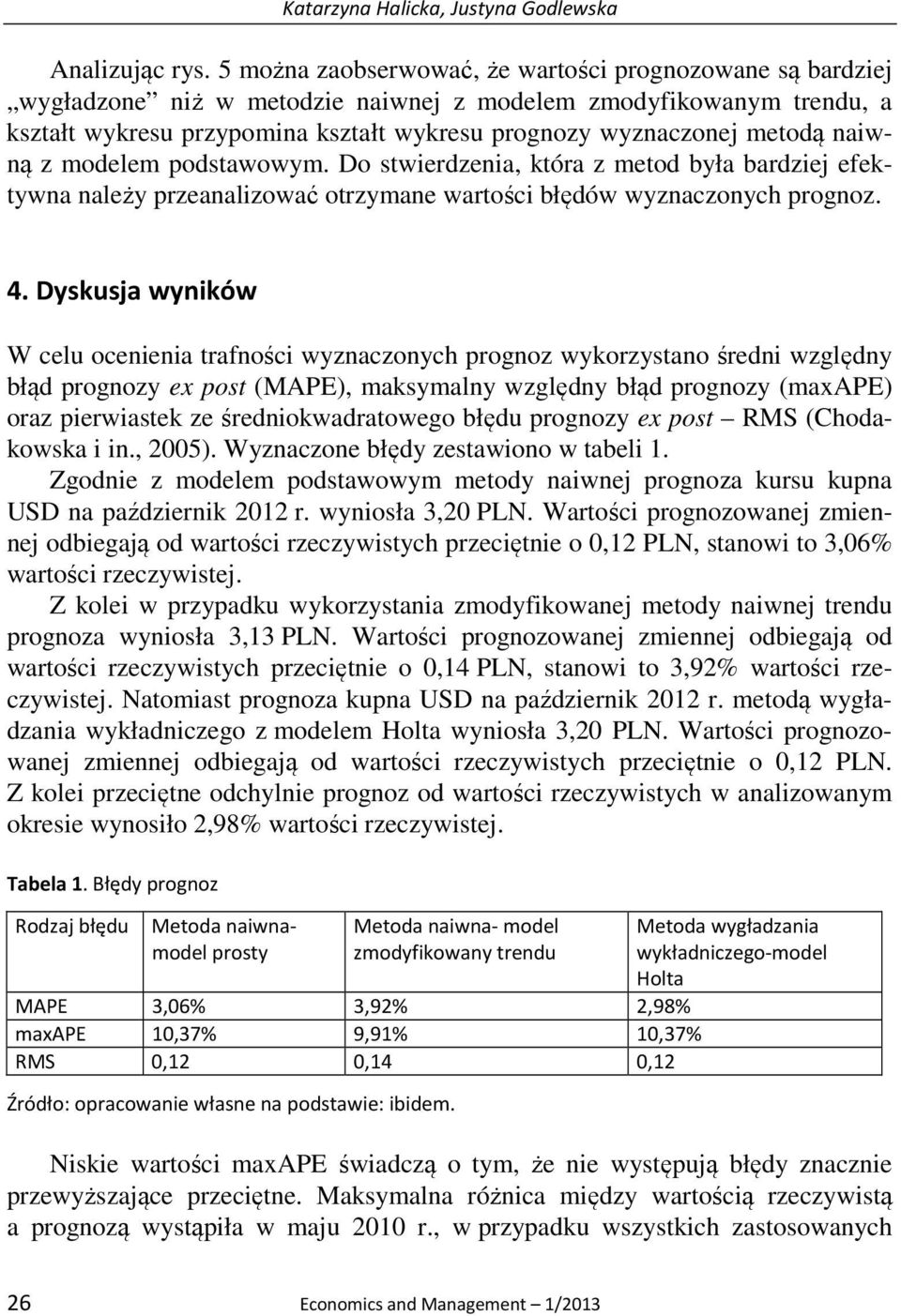 modelem podsawowym. Do swierdzenia, kóra z meod była bardziej efekywna należy przeanalizować orzymane warości błędów wyznaczonych prognoz. 4.