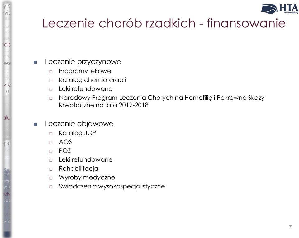 Hemofilię i Pokrewne Skazy Krwotoczne na lata 2012-2018 Leczenie objawowe Katalog