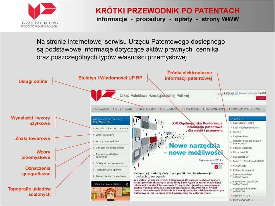 online Biuletyn i Wiadomości UP RP Źródła elektroniczne informacji patentowej Wynalazki i
