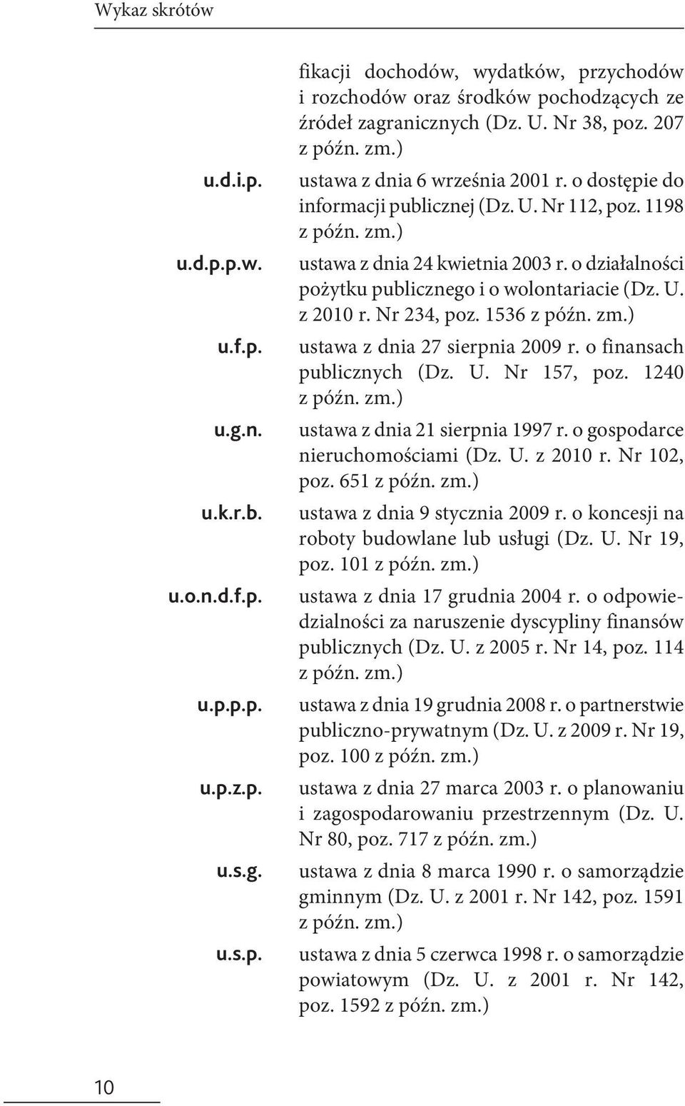 o działalności pożytku publicznego i o wolontariacie (Dz. U. z 2010 r. Nr 234, poz. 1536 z późn. zm.) ustawa z dnia 27 sierpnia 2009 r. o finansach publicznych (Dz. U. Nr 157, poz. 1240 z późn. zm.) ustawa z dnia 21 sierpnia 1997 r.