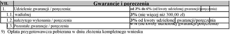 1. wadialnej 3% (nie więcej niż 300,00 zł) 1.2.