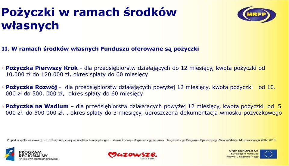 pożyczki od 10.000 zł do 120.