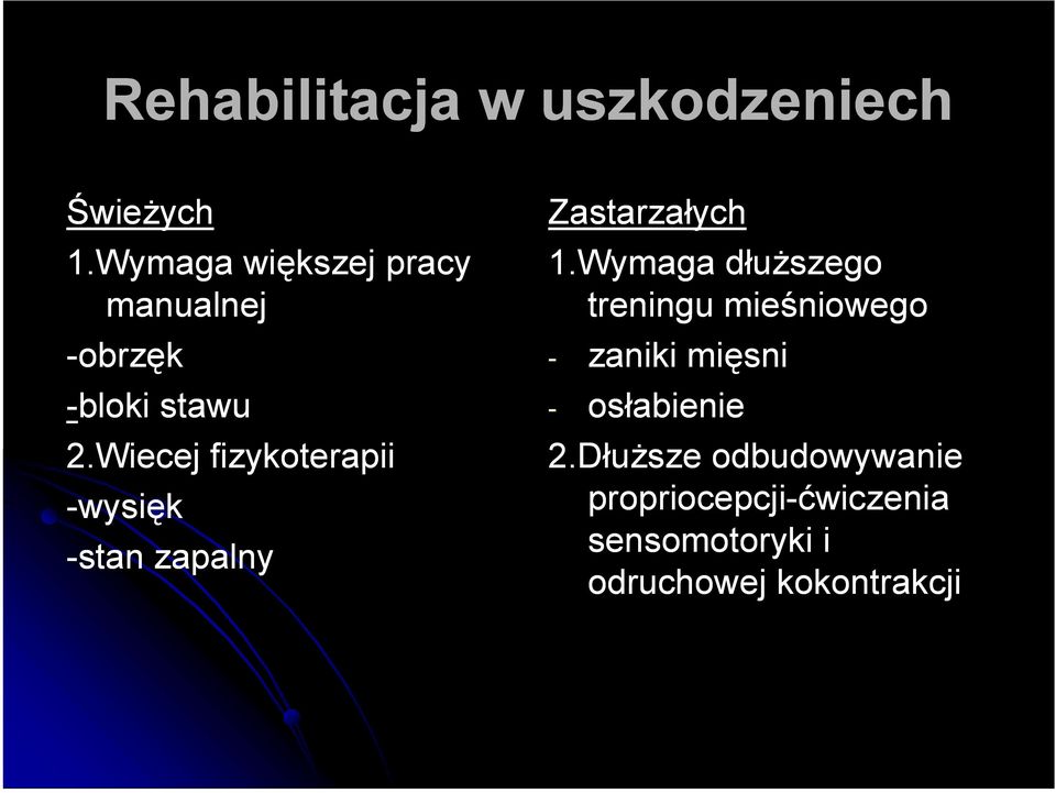 Wiecej fizykoterapii -wysięk -stan zapalny Zastarzałych 1.