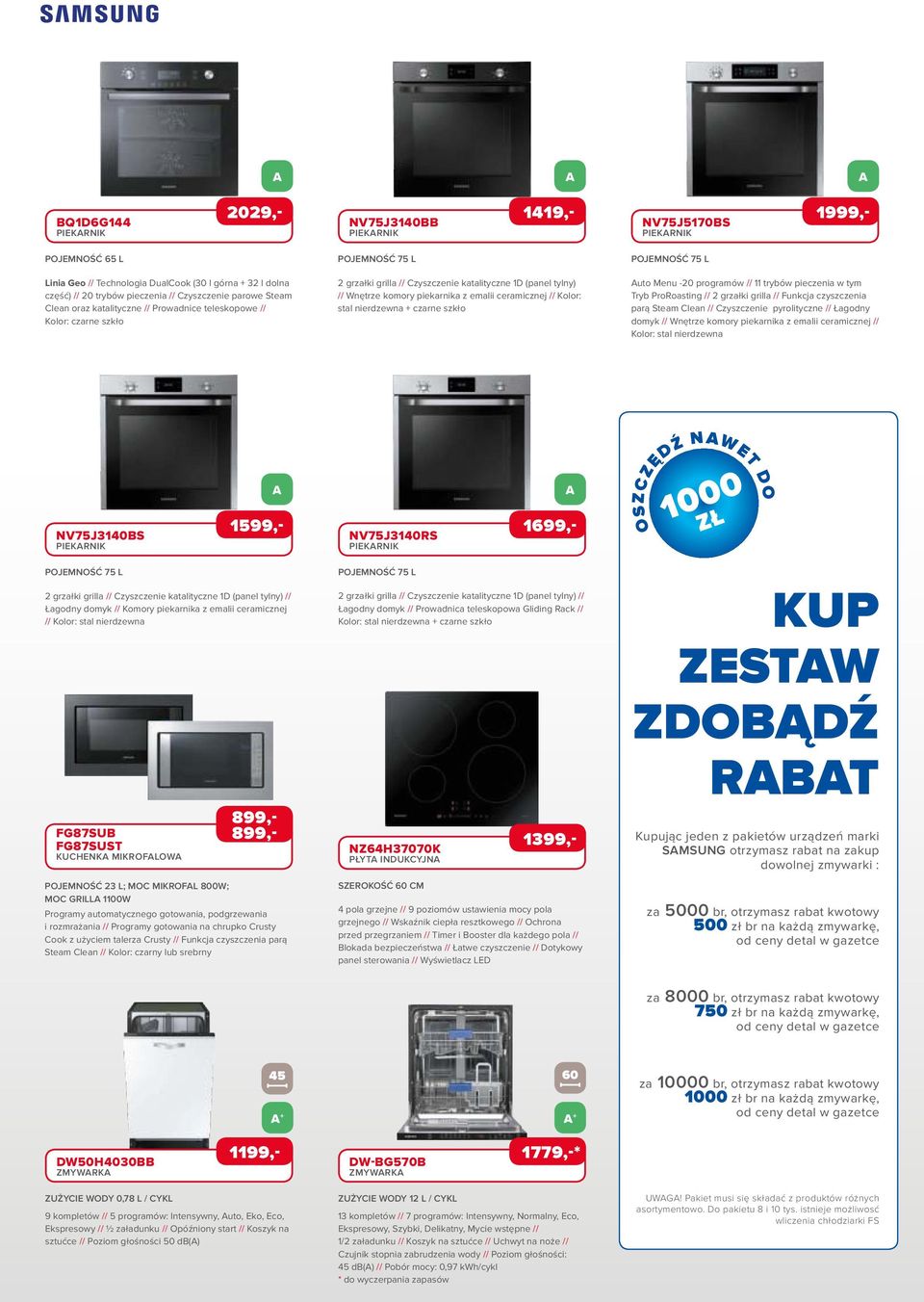 szkło pojemność 75 l Auto Menu -20 progrmów // 11 trybów peczen w tym Tryb ProRostng // 2 grzłk grll // Funkcj czyszczen prą Stem Clen // Czyszczene pyroltyczne // Łgodny domyk // Wnętrze komory