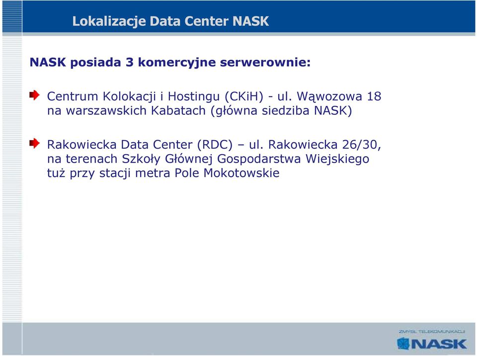 Wąwozowa 18 na warszawskich Kabatach (główna siedziba NASK) Rakowiecka Data