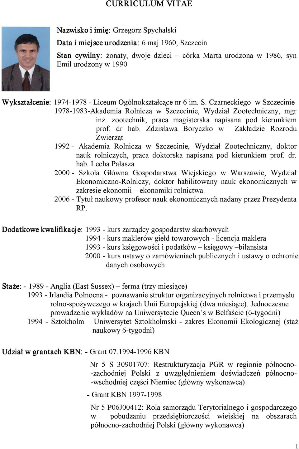 zootechnik, praca magisterska napisana pod kierunkiem prof. dr hab.