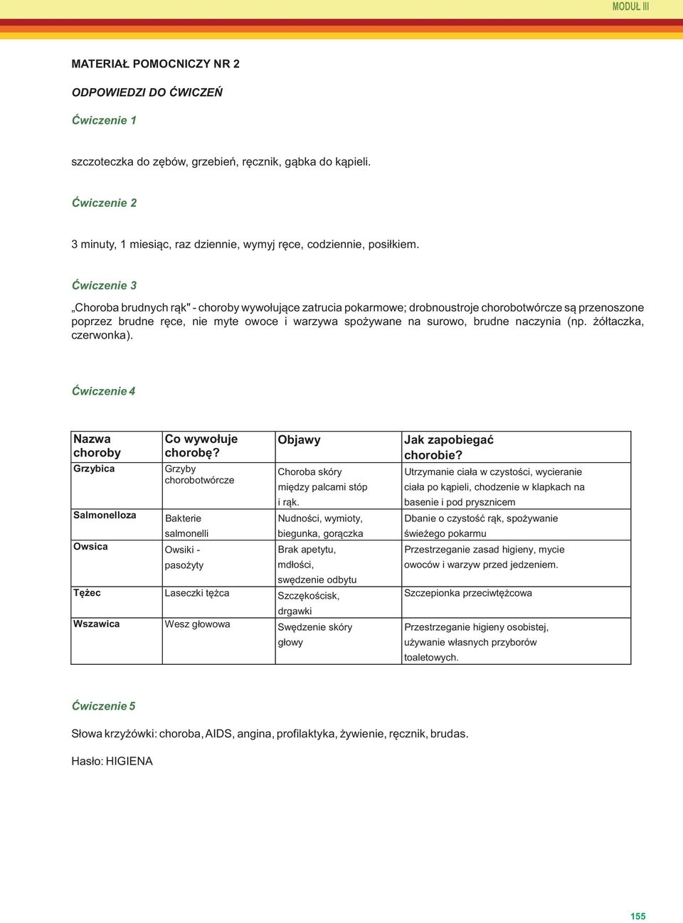 Ćwiczenie 3 Choroba brudnych rąk" - choroby wywołujące zatrucia pokarmowe; drobnoustroje chorobotwórcze są przenoszone poprzez brudne ręce, nie myte owoce i warzywa spożywane na surowo, brudne