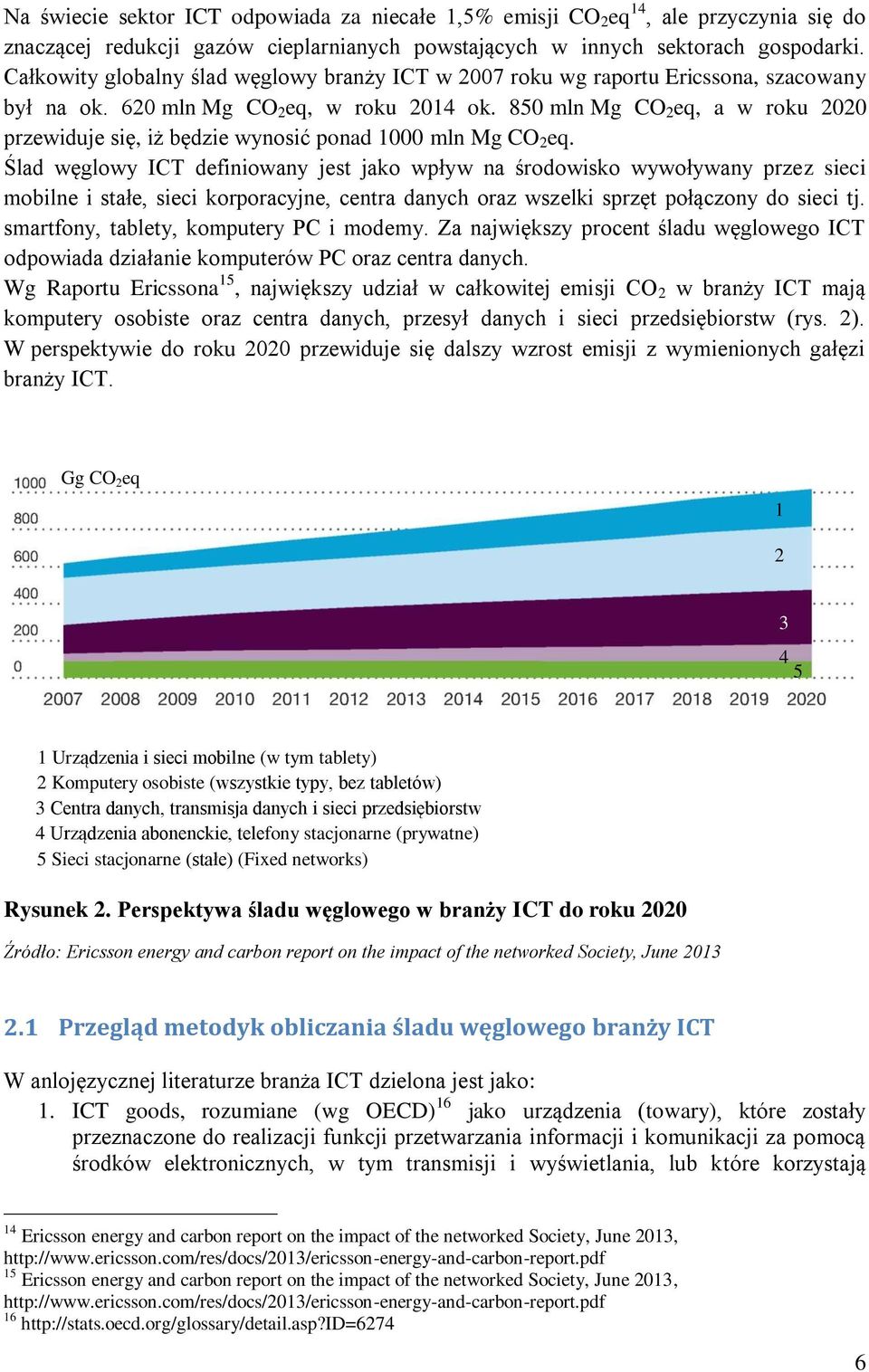 850 mln Mg CO 2 eq, a w roku 2020 przewiduje się, iż będzie wynosić ponad 1000 mln Mg CO 2 eq.