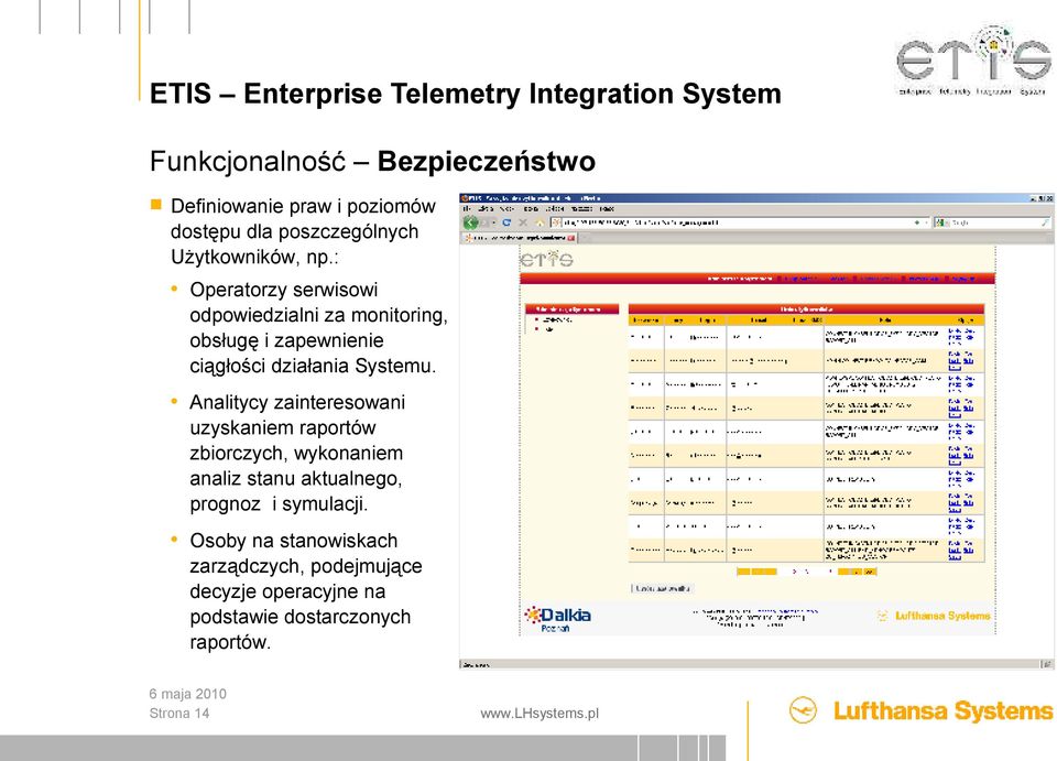 : Operatorzy serwisowi odpowiedzialni za monitoring, obsługę i zapewnienie ciągłości działania Systemu.