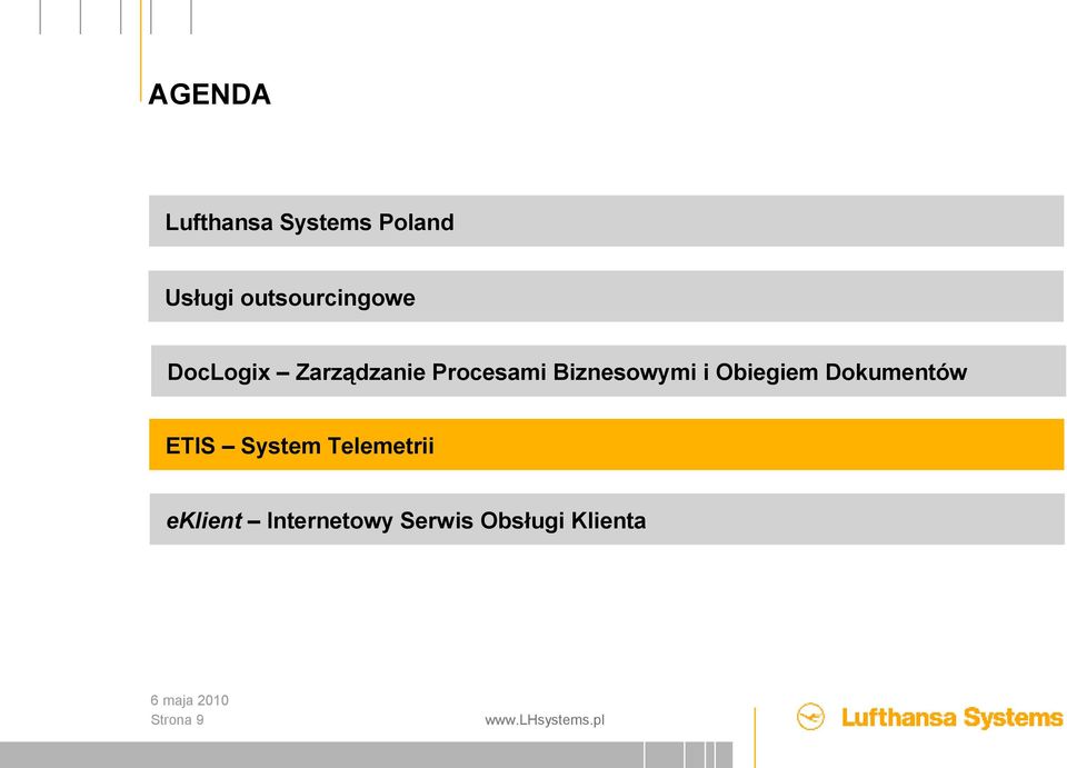 Biznesowymi i Obiegiem Dokumentów ETIS System