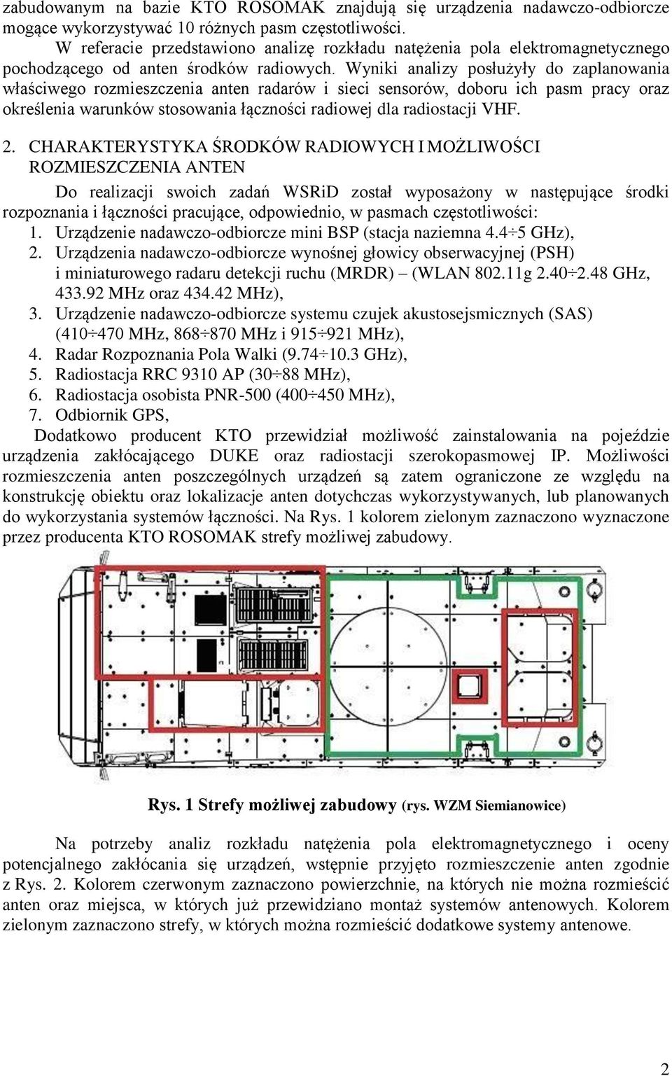 Wyniki analizy posłużyły do zaplanowania właściwego ozmieszczenia anten adaów i sieci sensoów, dobou ich pasm pacy oaz okeślenia waunków stosowania łączności adiowej dla adiostacji VHF.